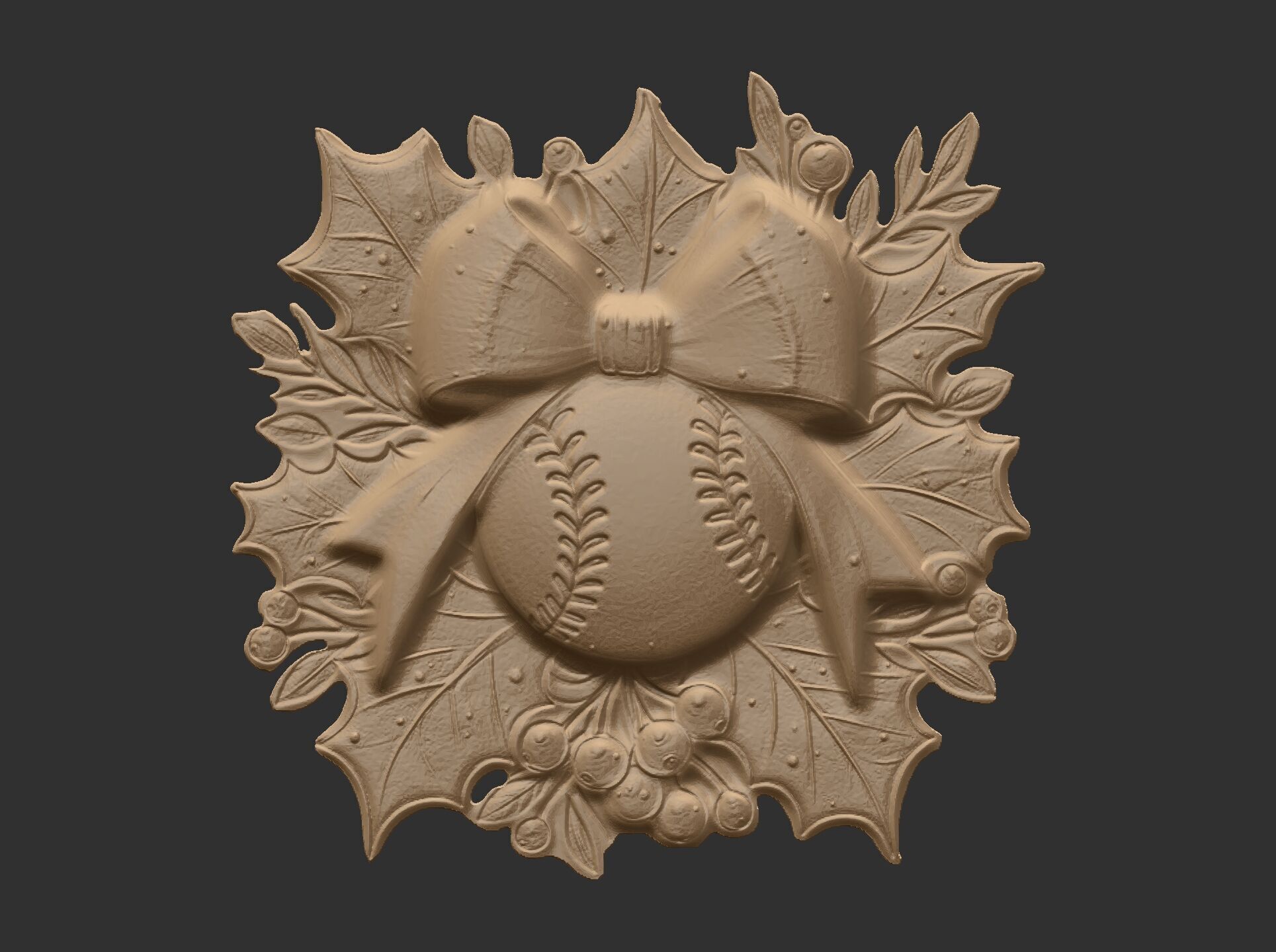 christmas base ball decor  3D print model_7