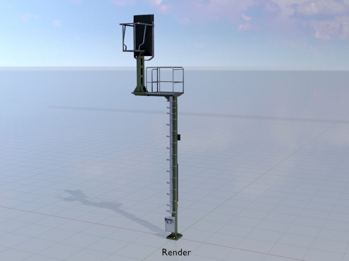 KS Railway Signal Post 7000mm Version-8 Low-poly 3D model_15