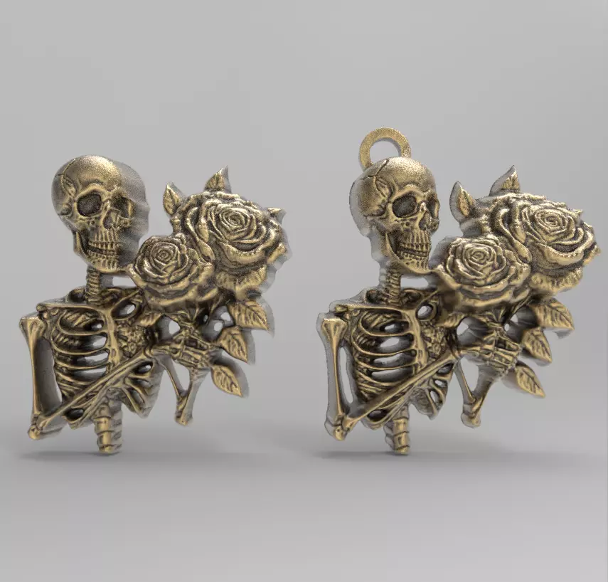 cute skull with roses cnc pentant 3D print model