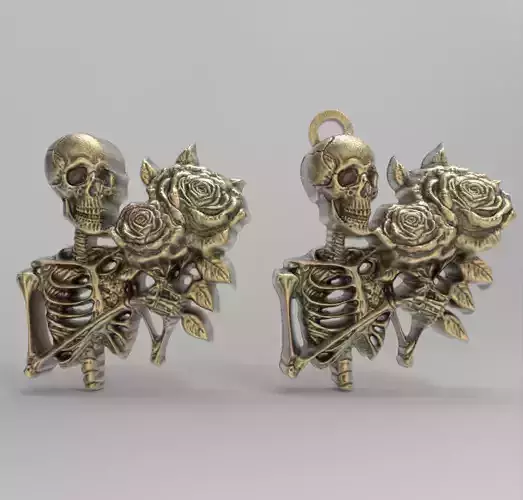 cute skull with roses cnc pentant 