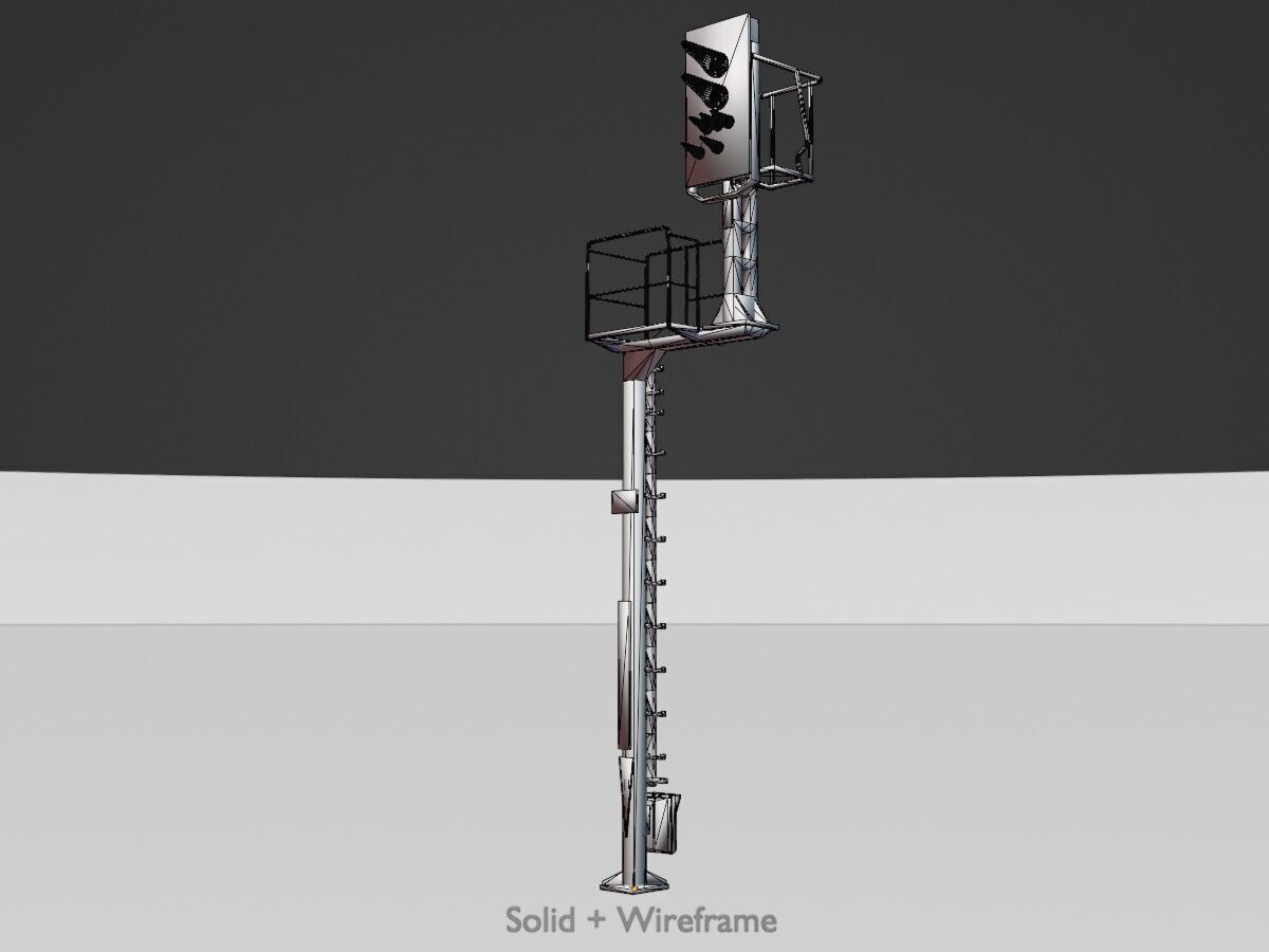KS Railway Signal Post 7000mm Version-9 Low-poly 3D model_9