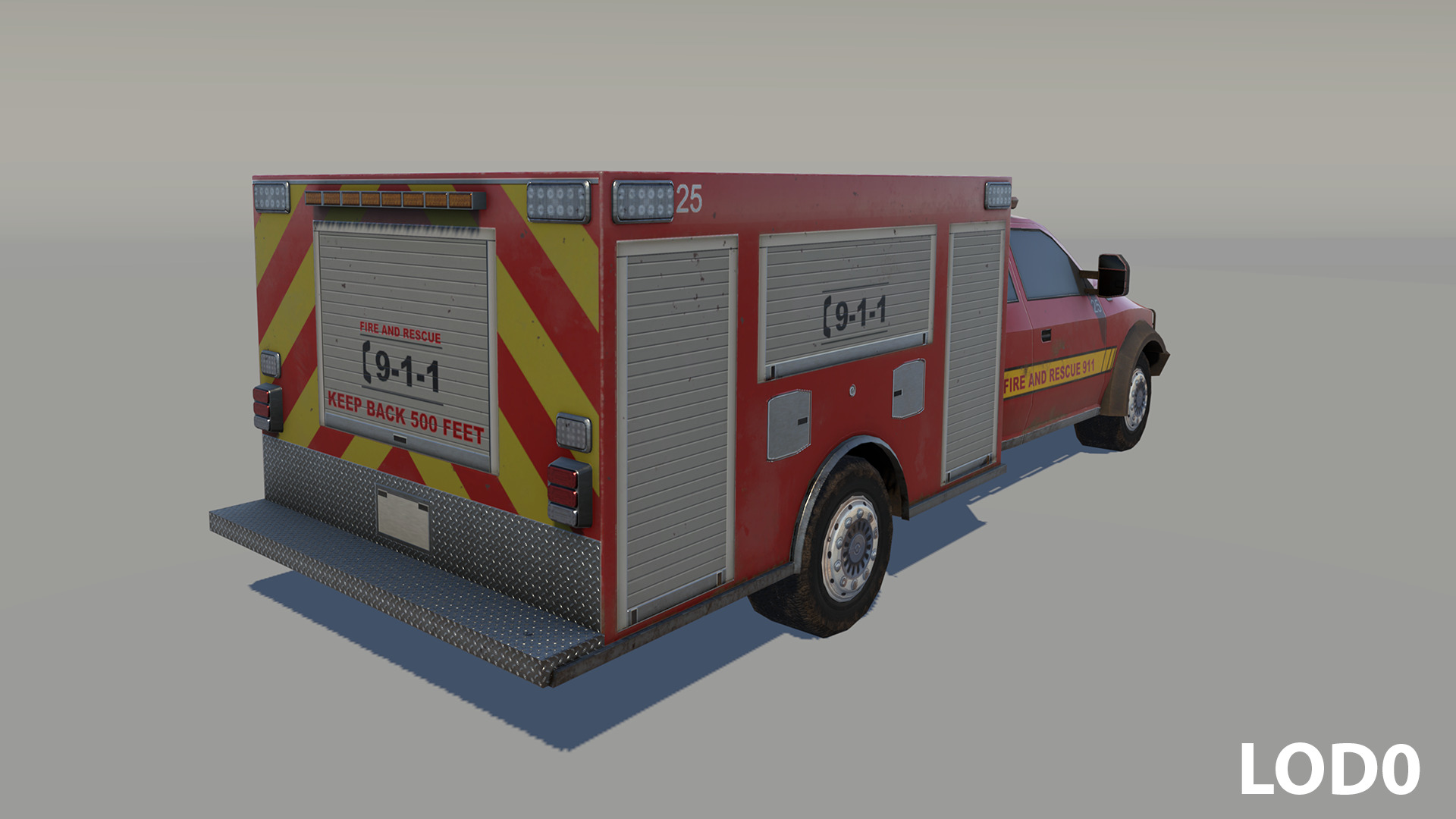 Fire and Rescue truck Low-poly 3D model_2