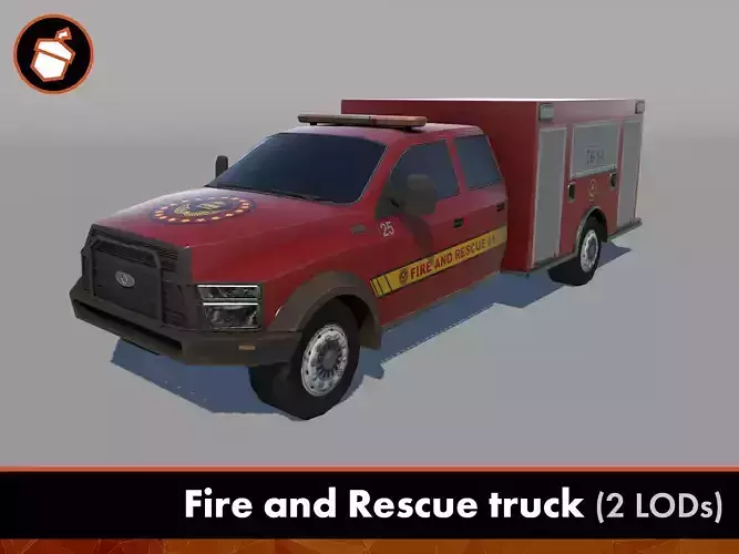 Fire and Rescue truck Low-poly 3D model Fire and Rescue truck Low-poly 3D model