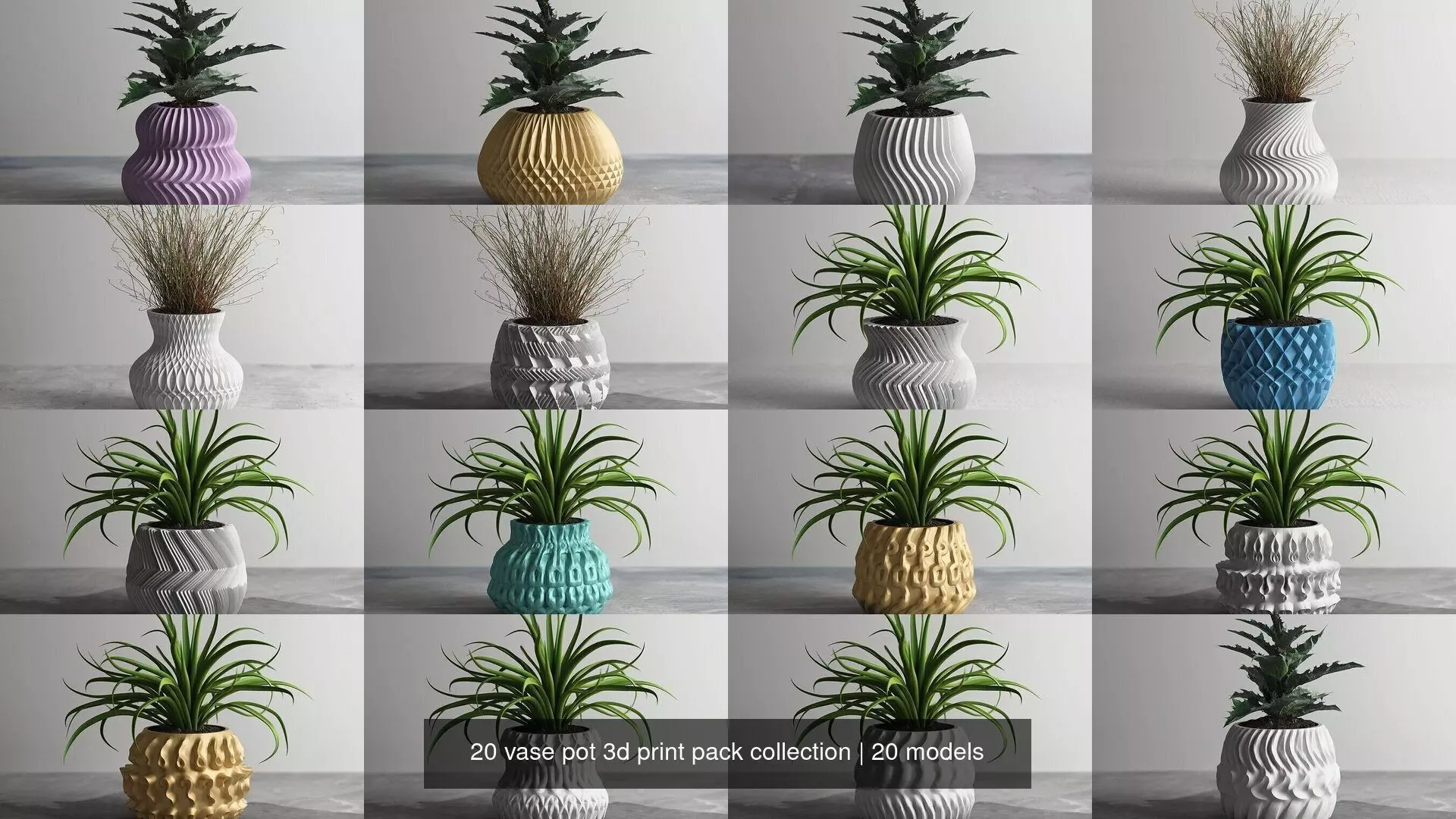 20 vase pot 3d print pack collection _0