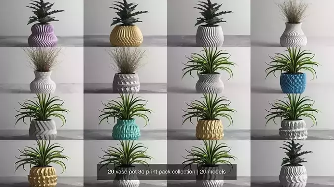 20 vase pot 3d print pack collection 