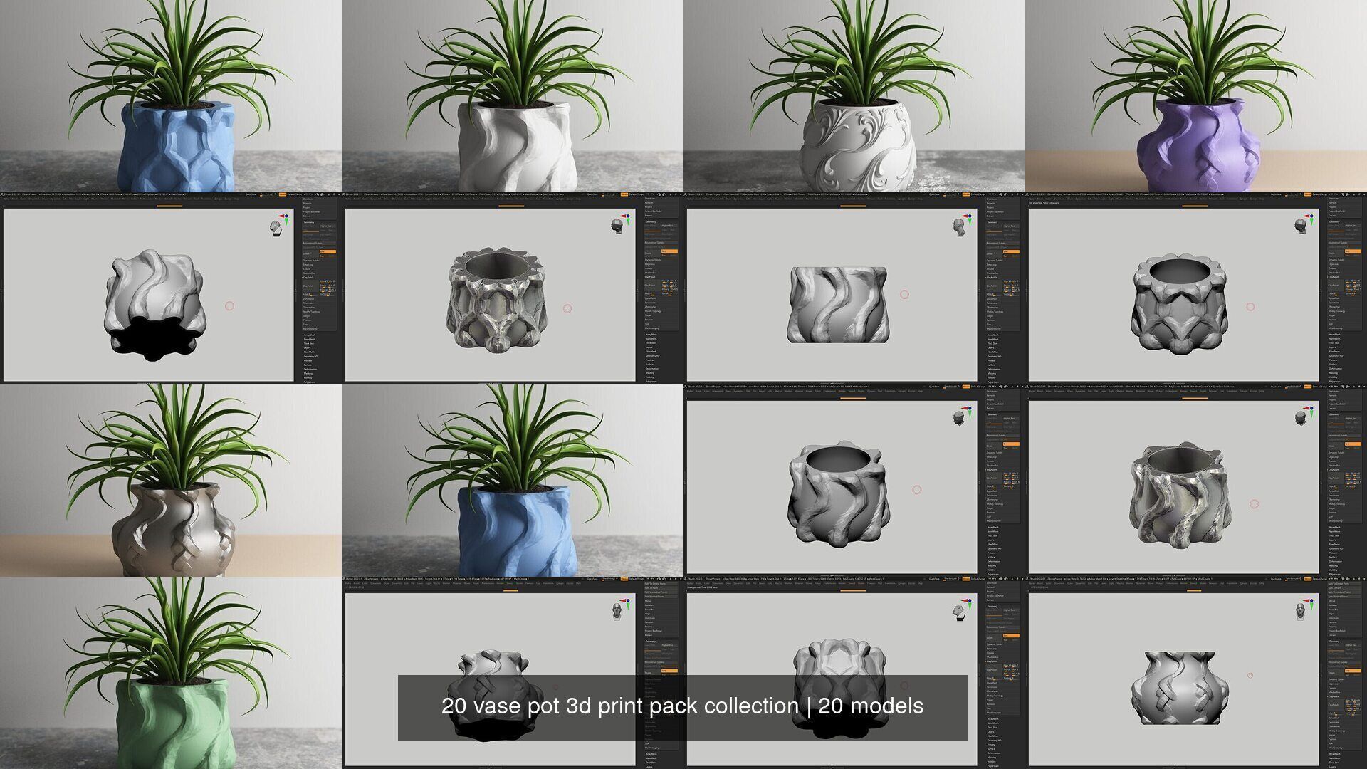 20 vase pot 3d print pack collection _2