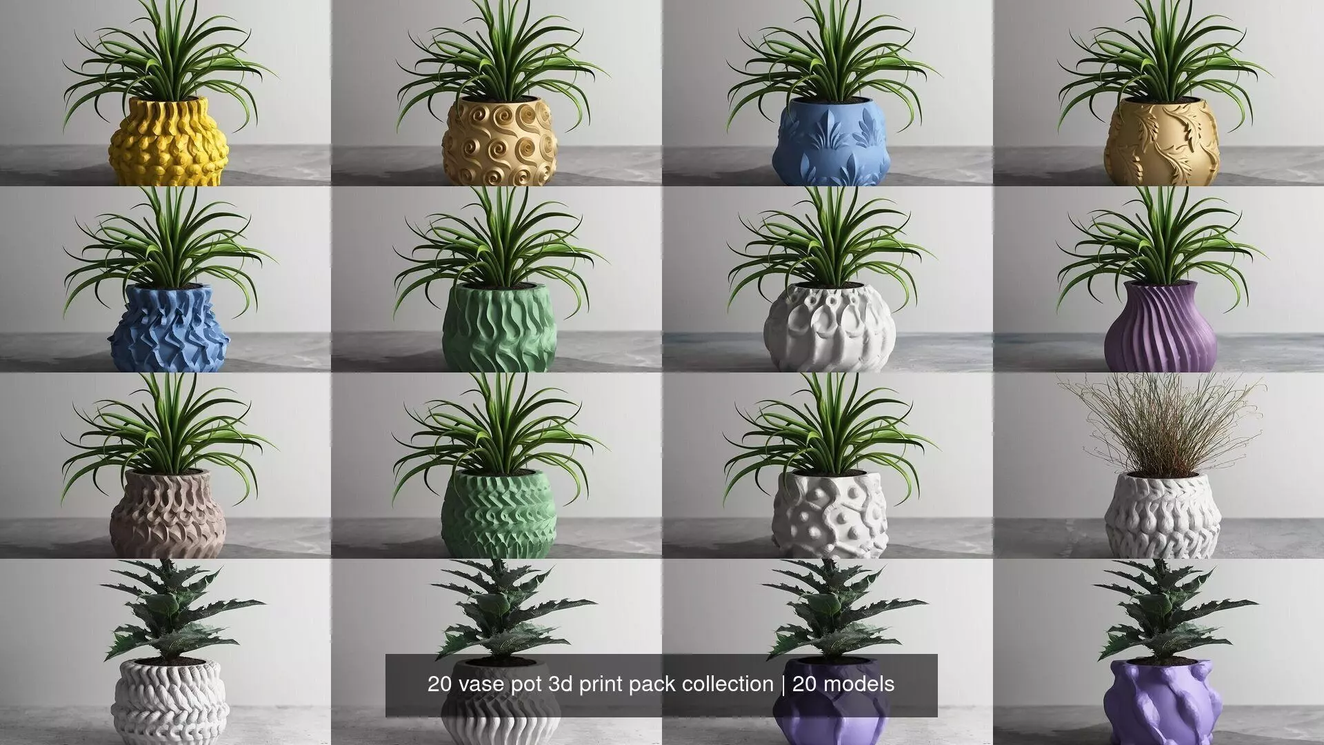 20 vase pot 3d print pack collection _1