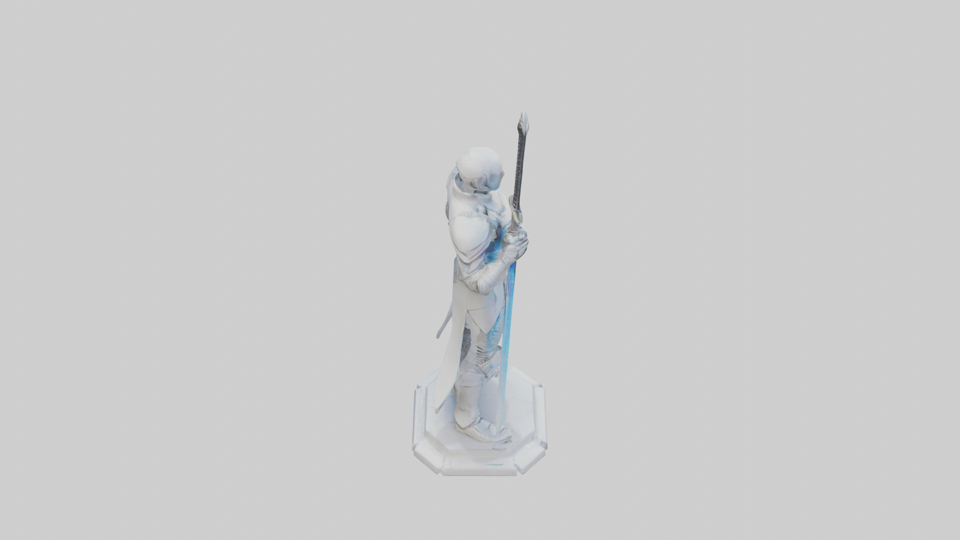 Futuristic Swordsman statue model 3D model_18