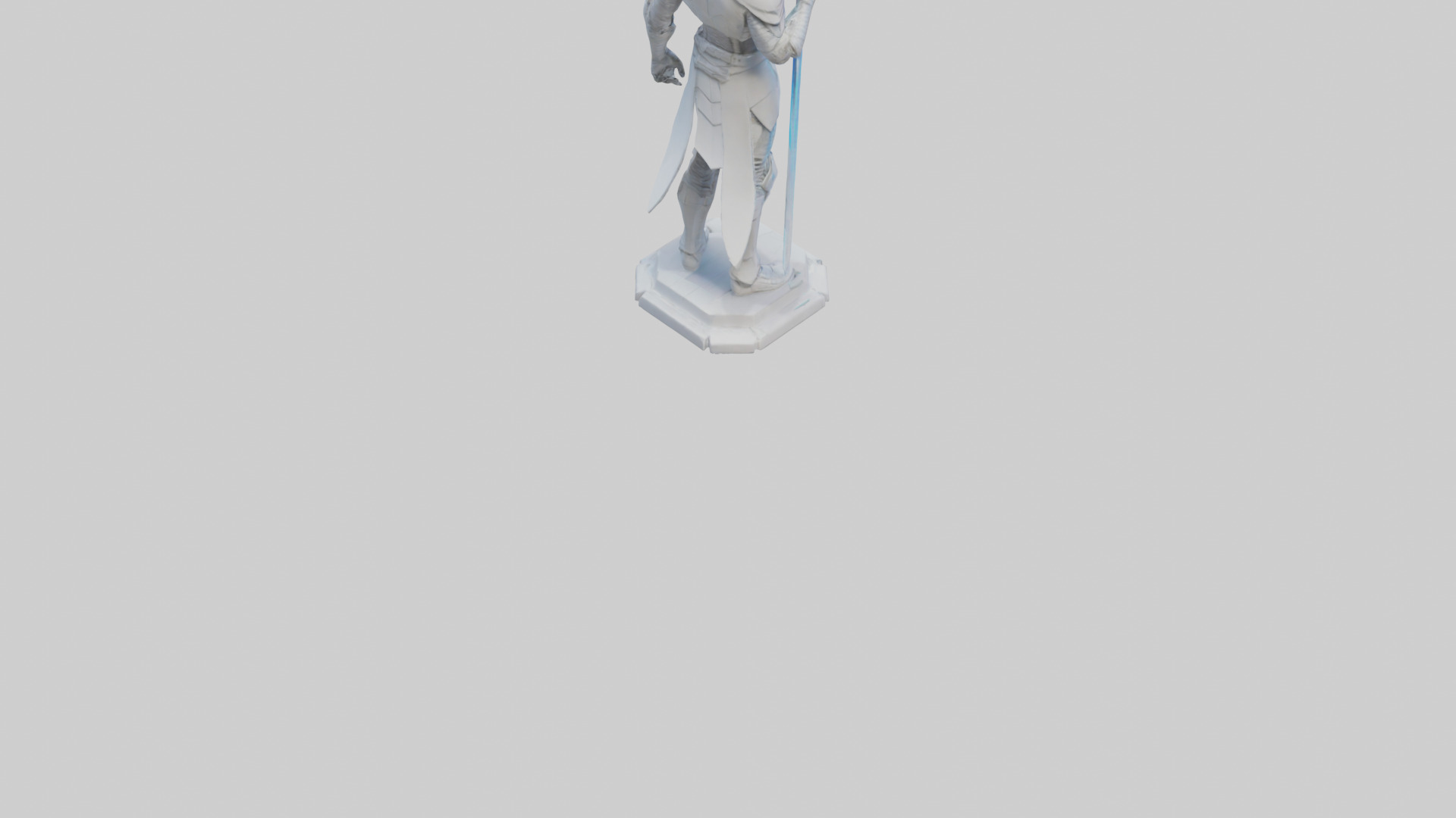 Futuristic Swordsman statue model 3D model_4