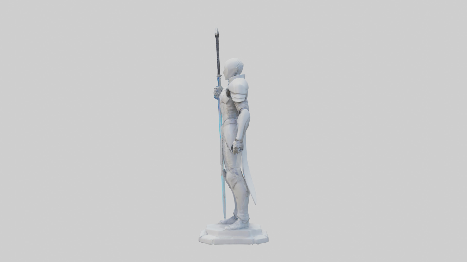Futuristic Swordsman statue model 3D model_12