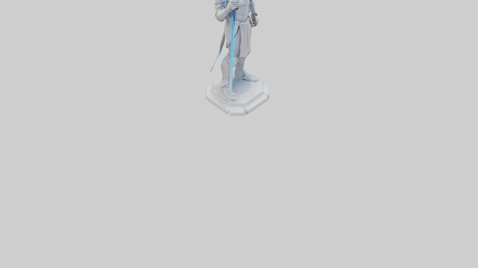 Futuristic Swordsman statue model 3D model_6