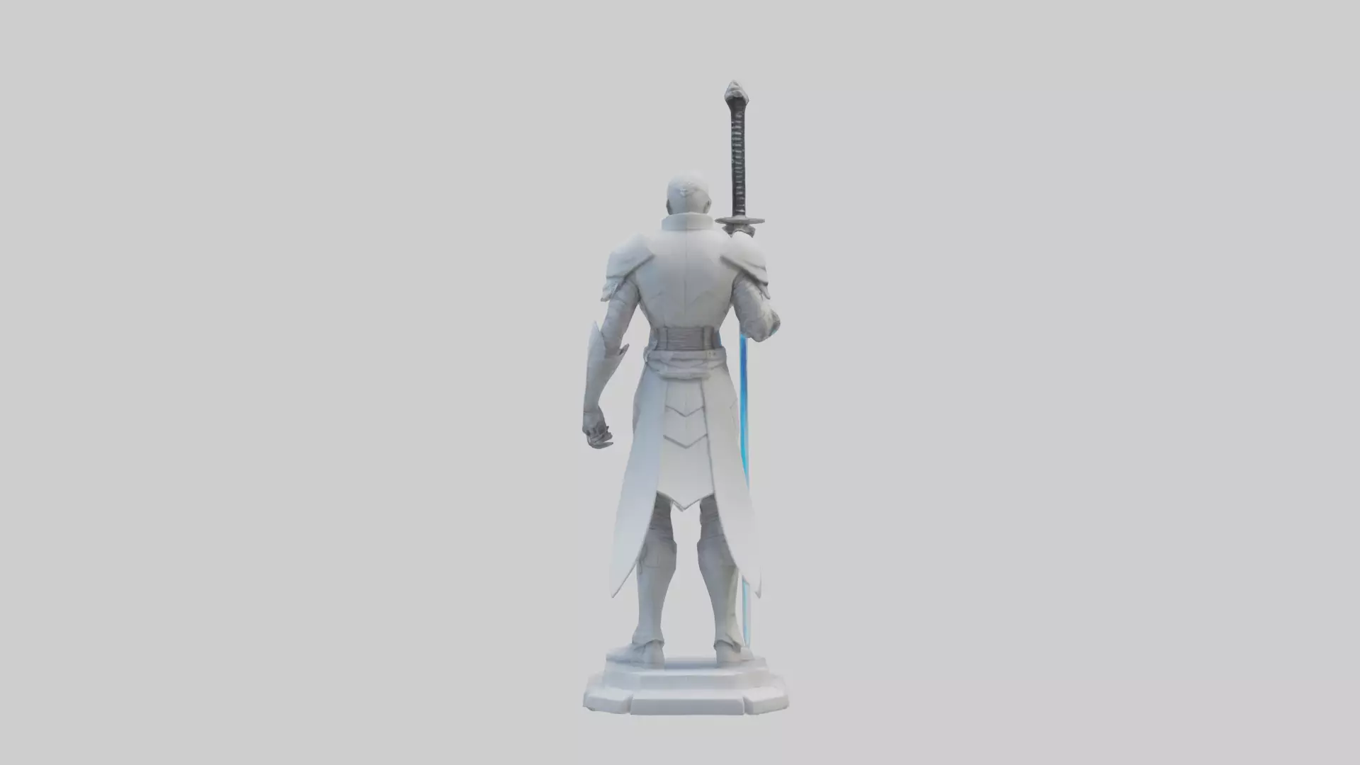 Futuristic Swordsman statue model 3D model_0
