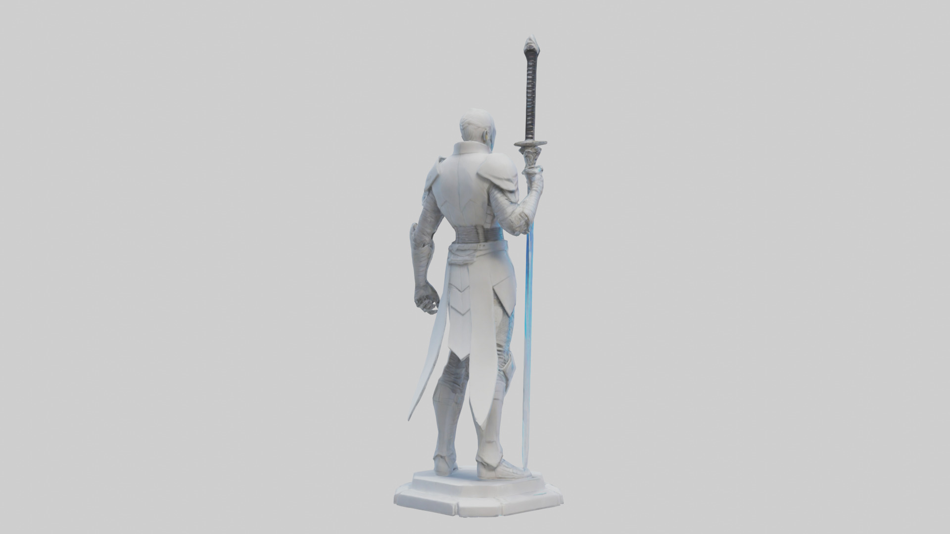 Futuristic Swordsman statue model 3D model_2