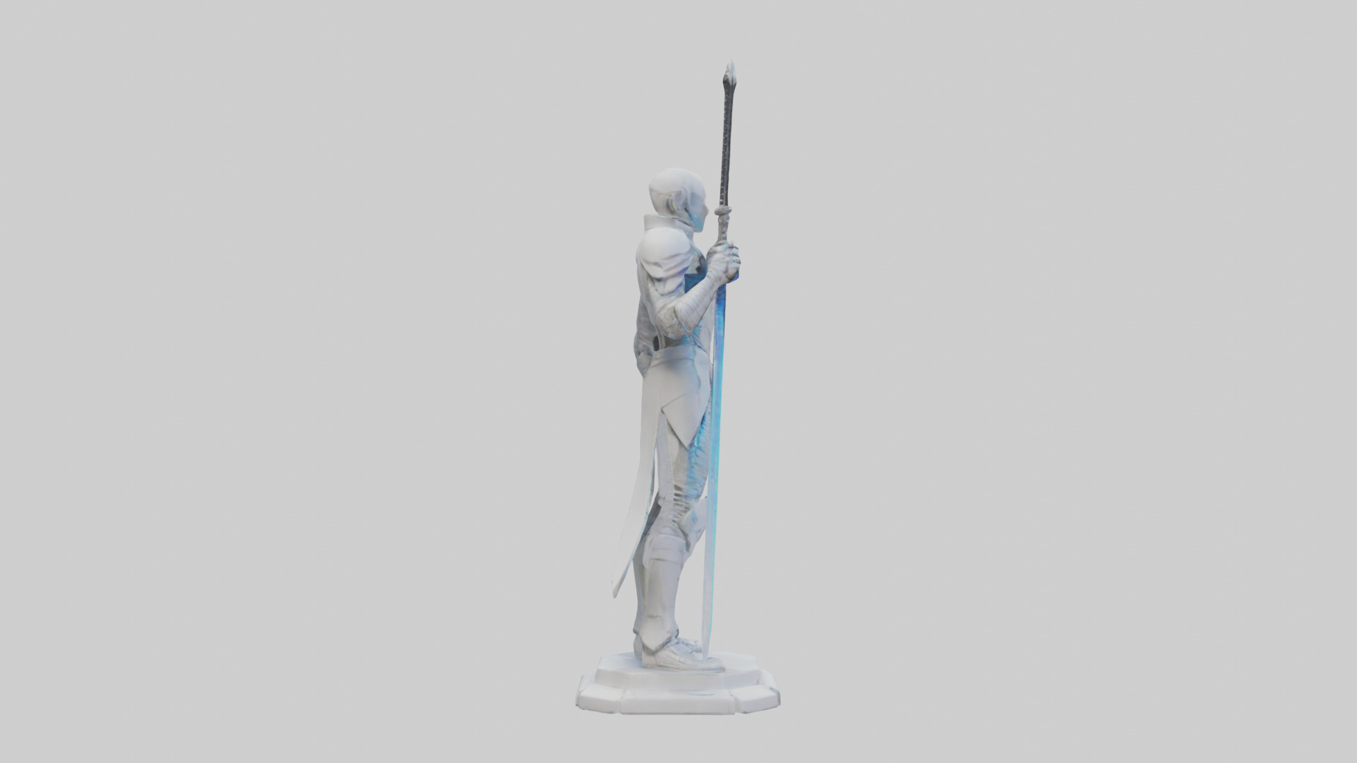 Futuristic Swordsman statue model 3D model_13