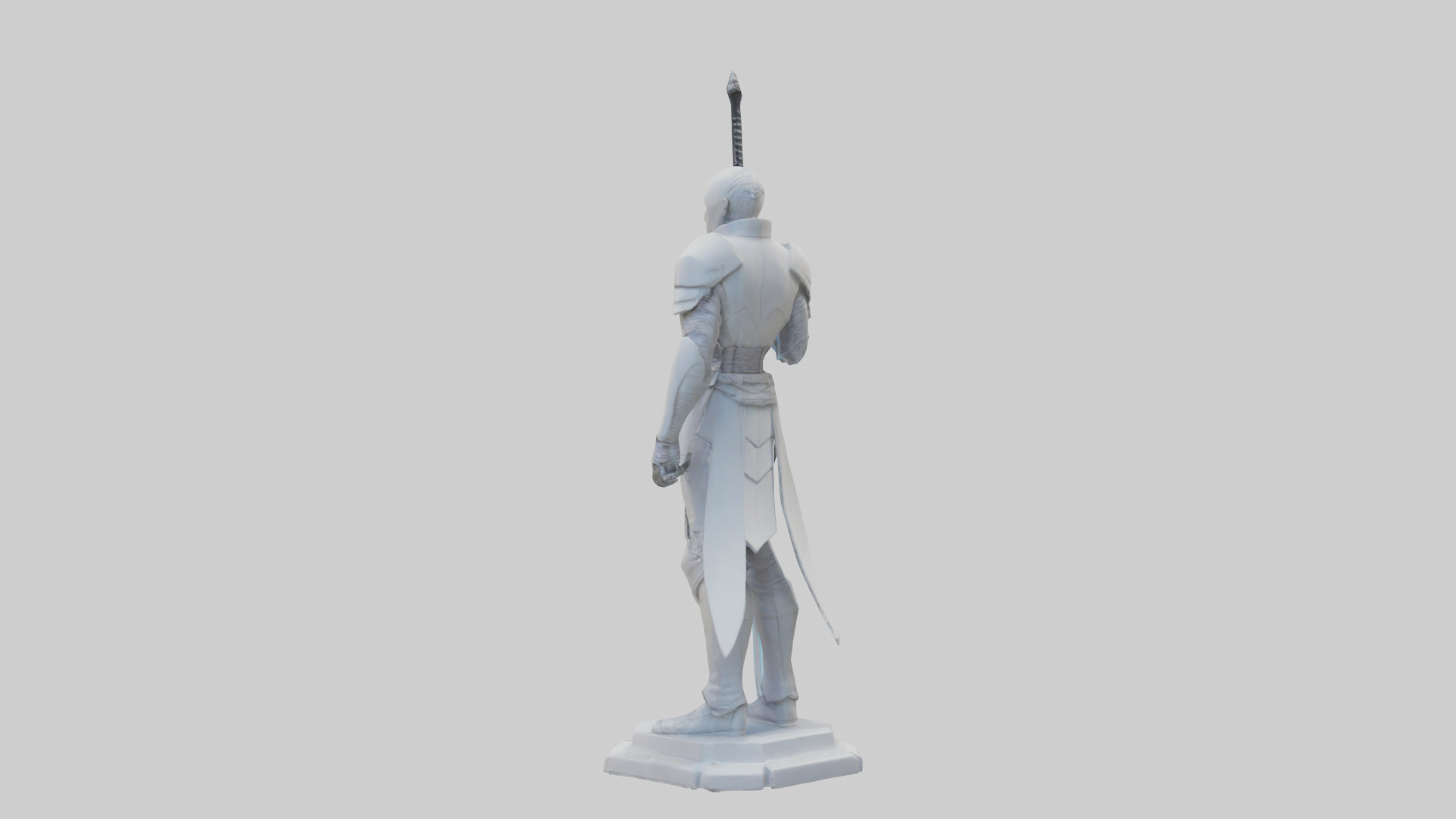 Futuristic Swordsman statue model 3D model_1
