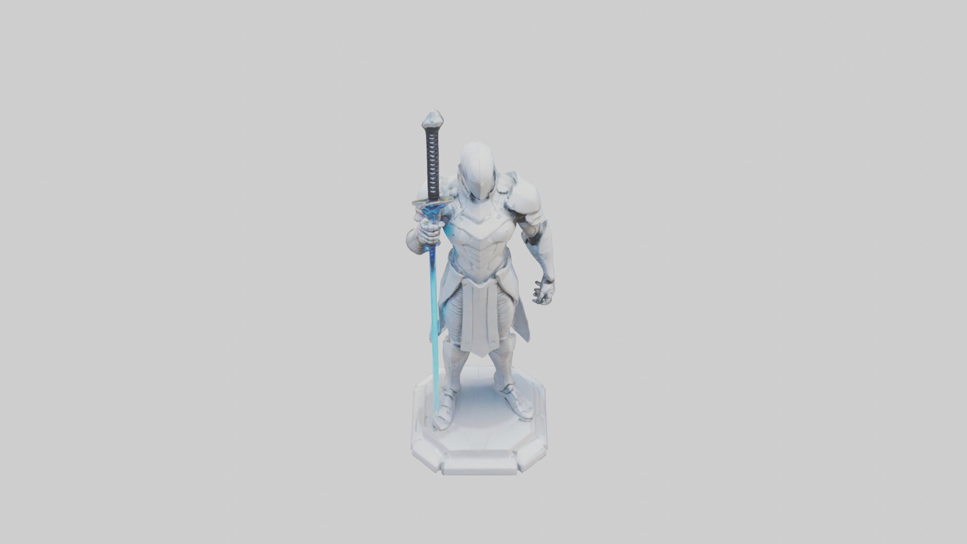 Futuristic Swordsman statue model 3D model_16