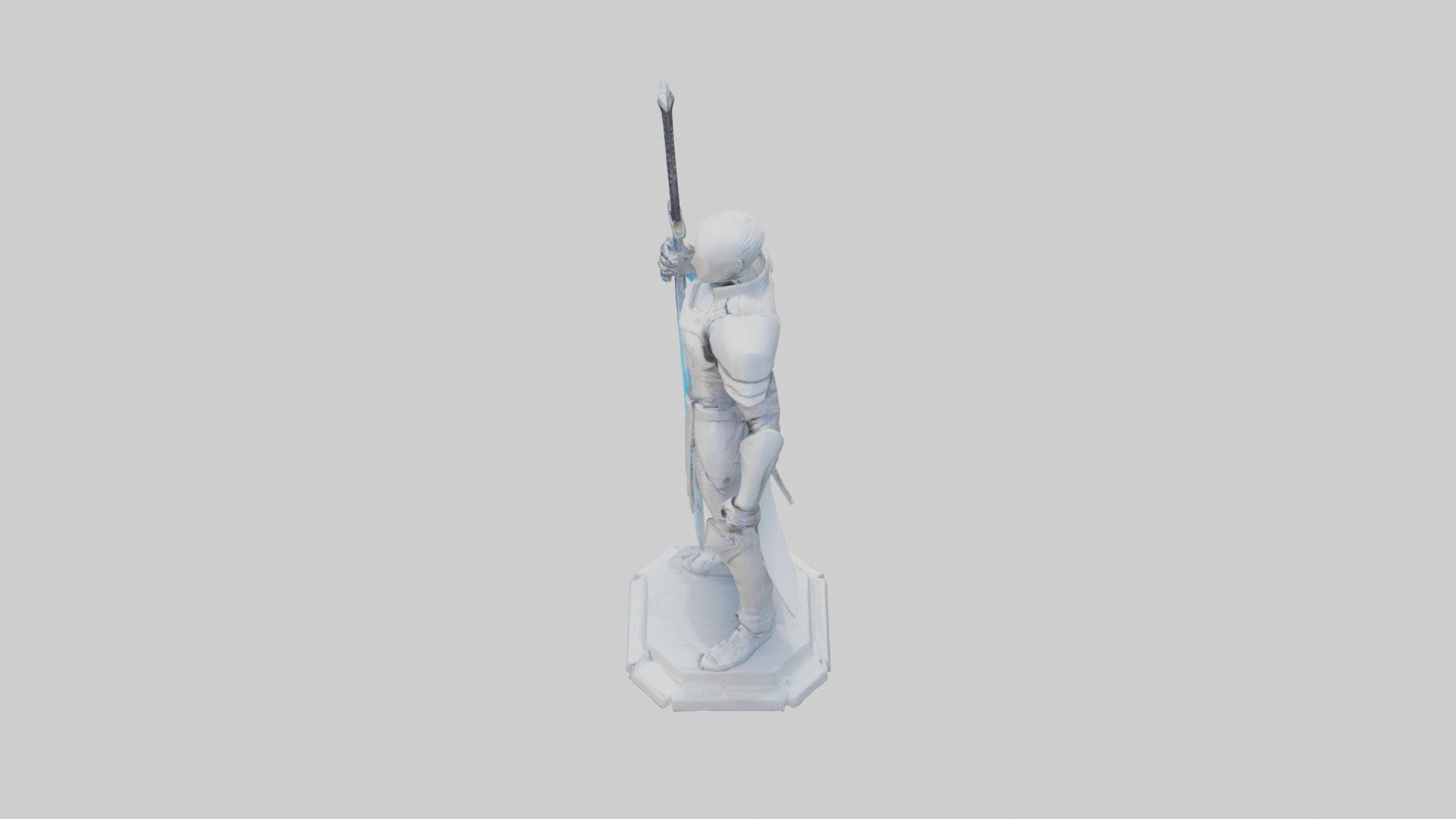 Futuristic Swordsman statue model 3D model_17