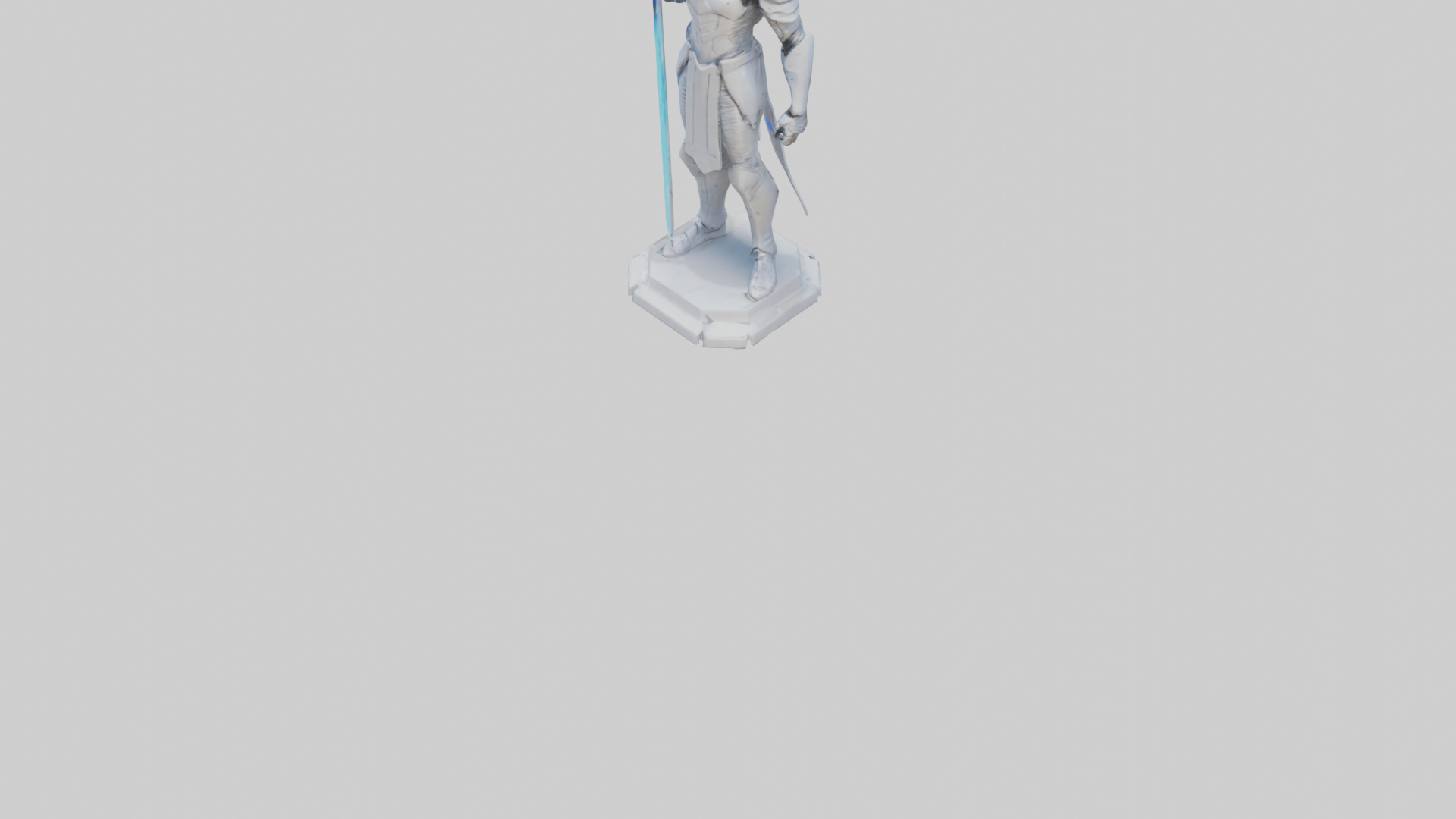 Futuristic Swordsman statue model 3D model_5