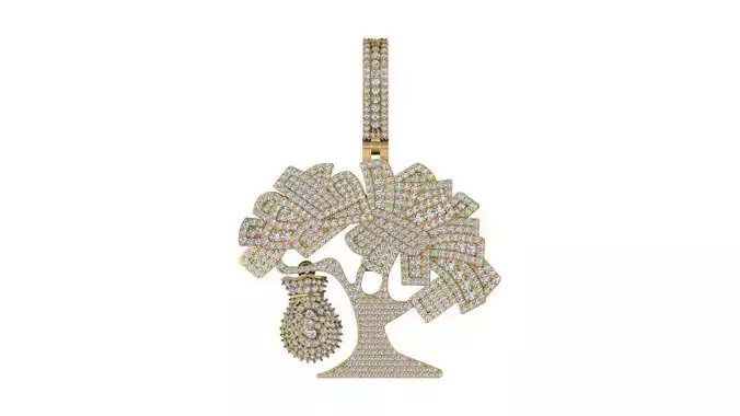 3D Money Tree Diamond Pendant