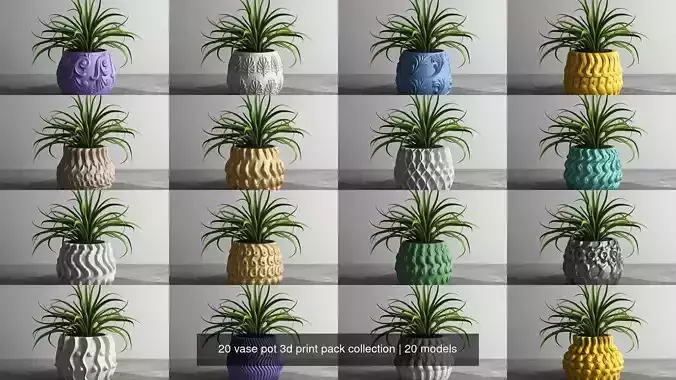 20 vase pot 3d print pack collection 