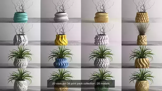 20 vase pot 3d print pack collection 
