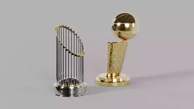 MLB Commissioners and NBA Larry OBrien Trophies Pack 3D model