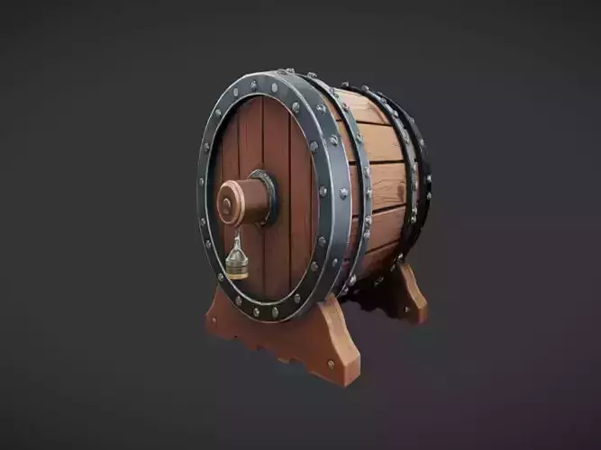wooden barrel on wooden stand