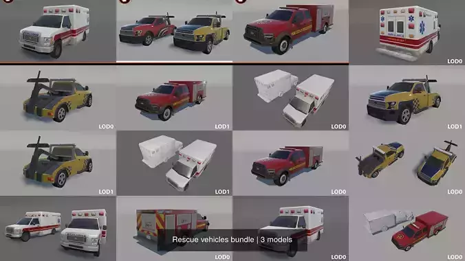 Rescue vehicles bundle 3D Model Collection