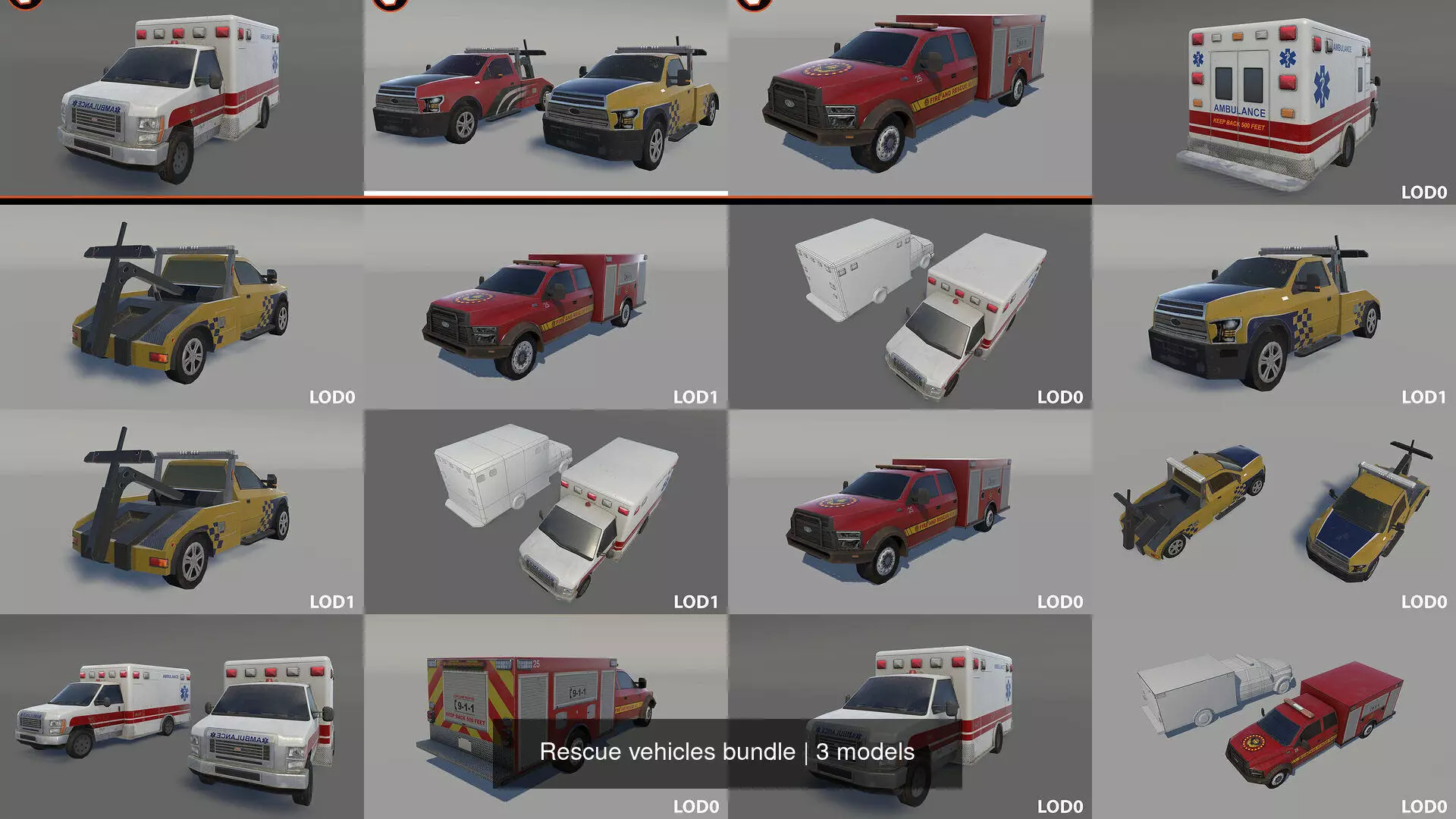 Rescue vehicles bundle 3D Model Collection_0