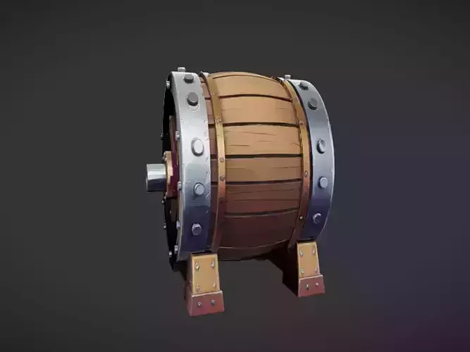 Wooden barrel with metal bands3