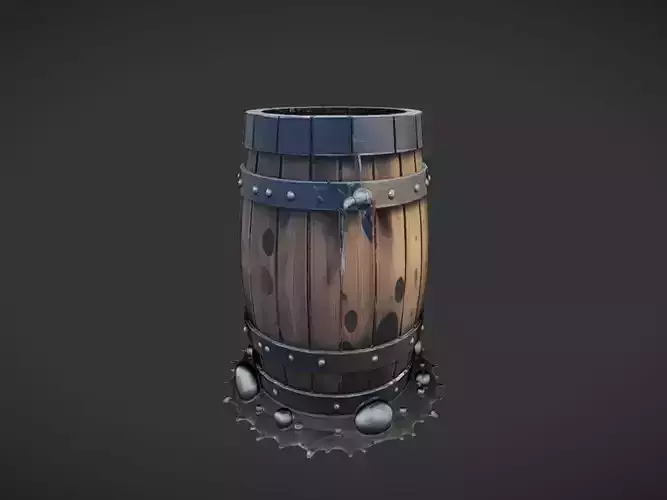 wooden barrel with metal bands2