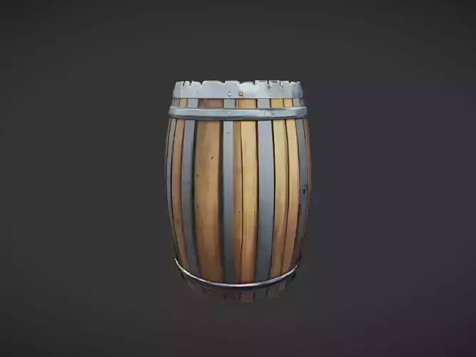 wooden barrel with metal bands 3