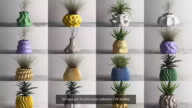 20 vase pot 3d print pack collection
