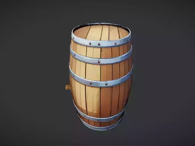 wooden barrel with metal bands 2