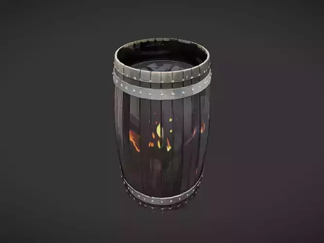 burning barrel with flames and coal