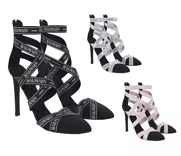 Balmain Couture suede heels Low-poly 3D model