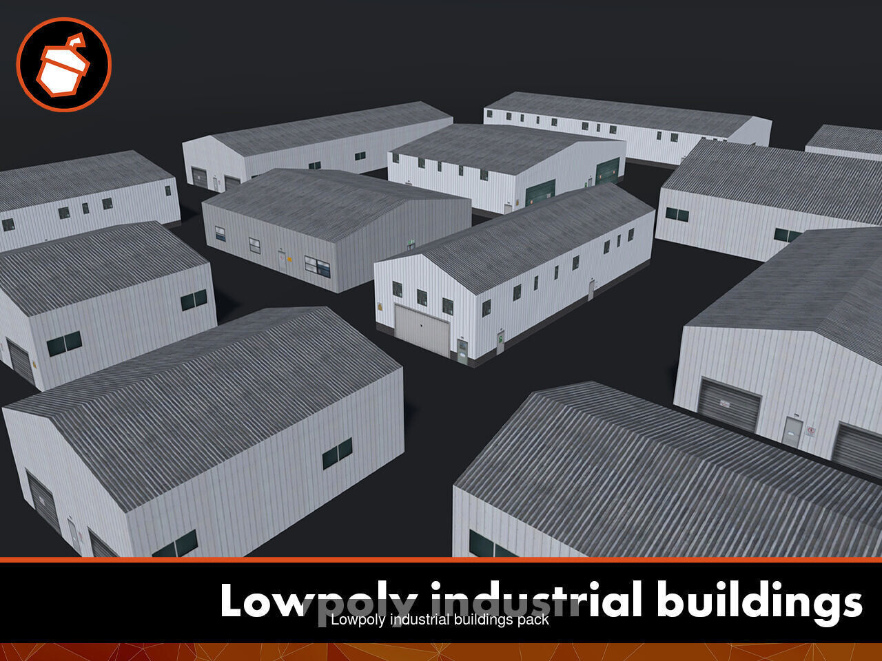 Lowpoly industrial buildings bundle 3D Model Collection_5