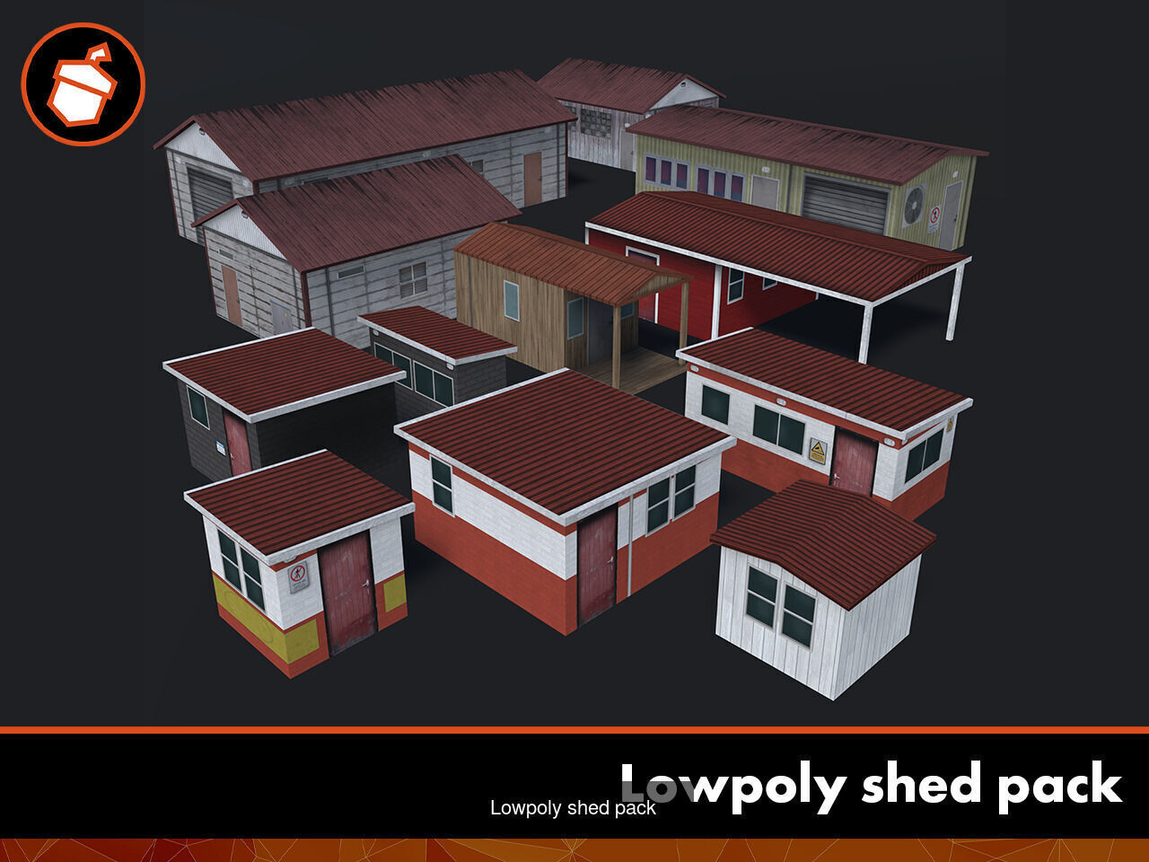 Lowpoly industrial buildings bundle 3D Model Collection_4