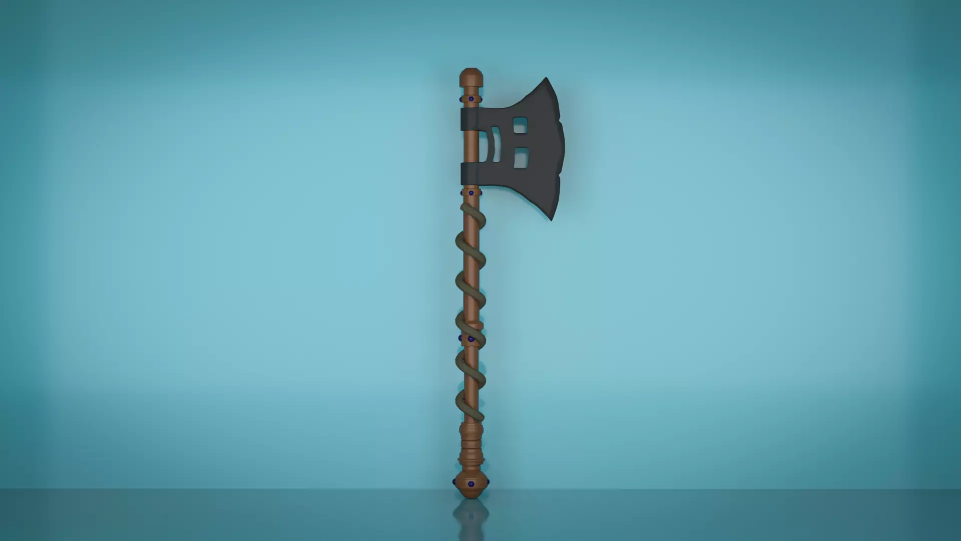 Axe use for cutting wood Low-poly 3D model_0