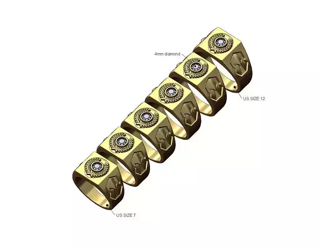 Diamond bay crown and spartan sides signet US sizes 7to12