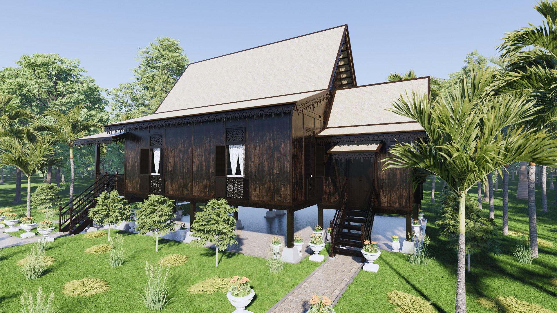 Pulau Pinang Traditional House of Malaysia 3D model_1