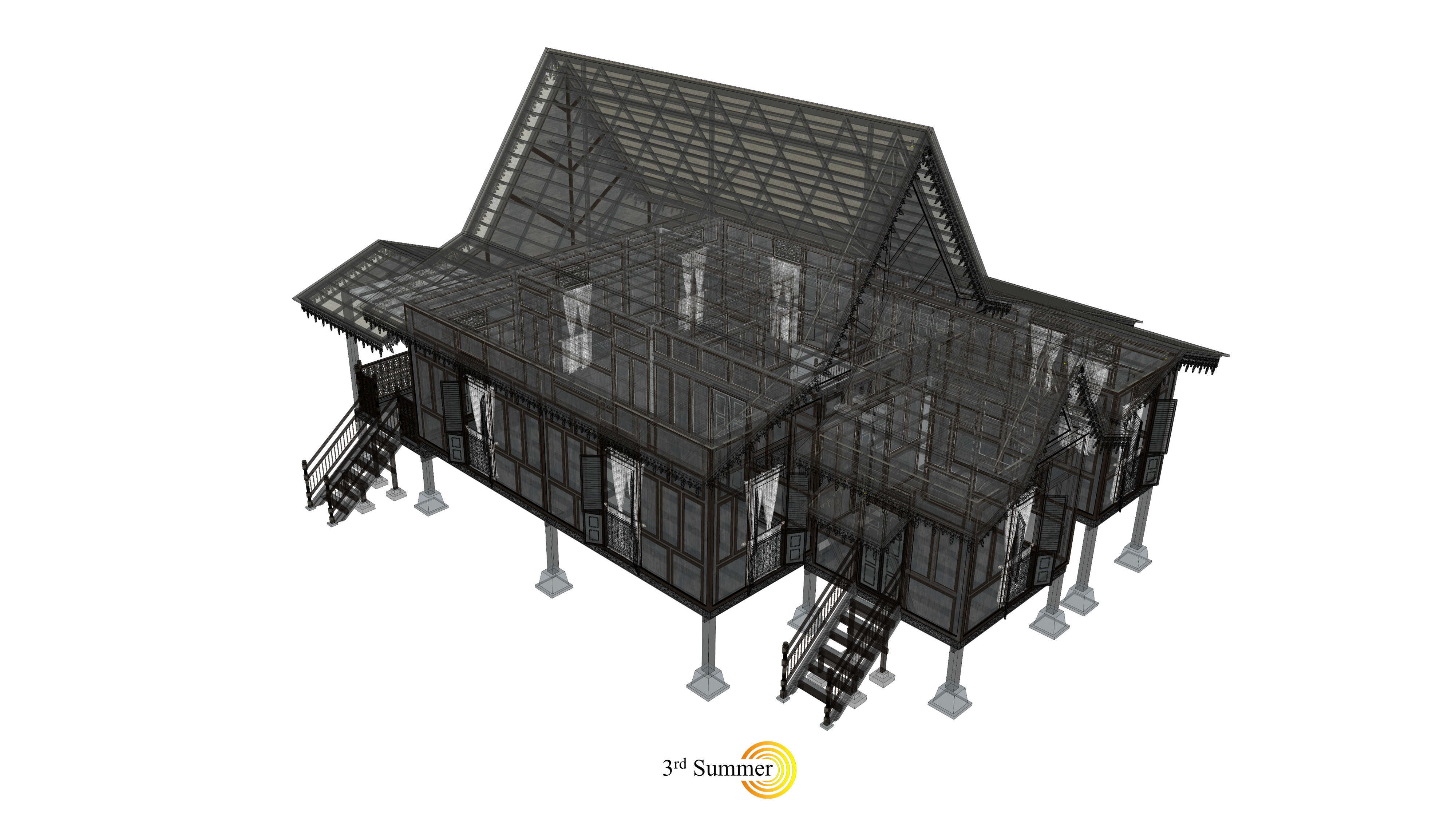 Pulau Pinang Traditional House of Malaysia 3D model_9