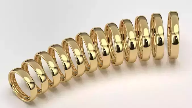 Band Ring for Men print model 3D R0140-W 4mm