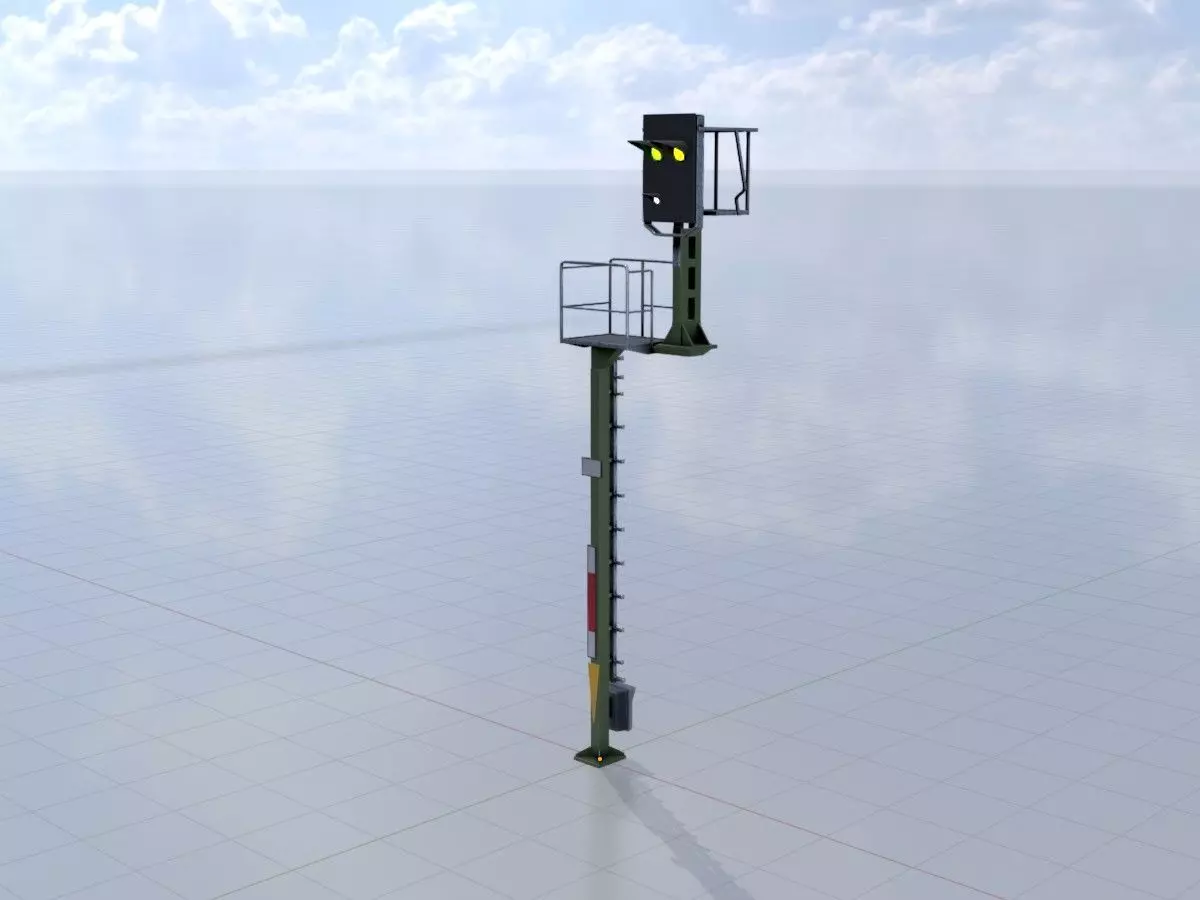 KS Railway-Signal Post 7000mm Version-15 Low-poly 3D model_0