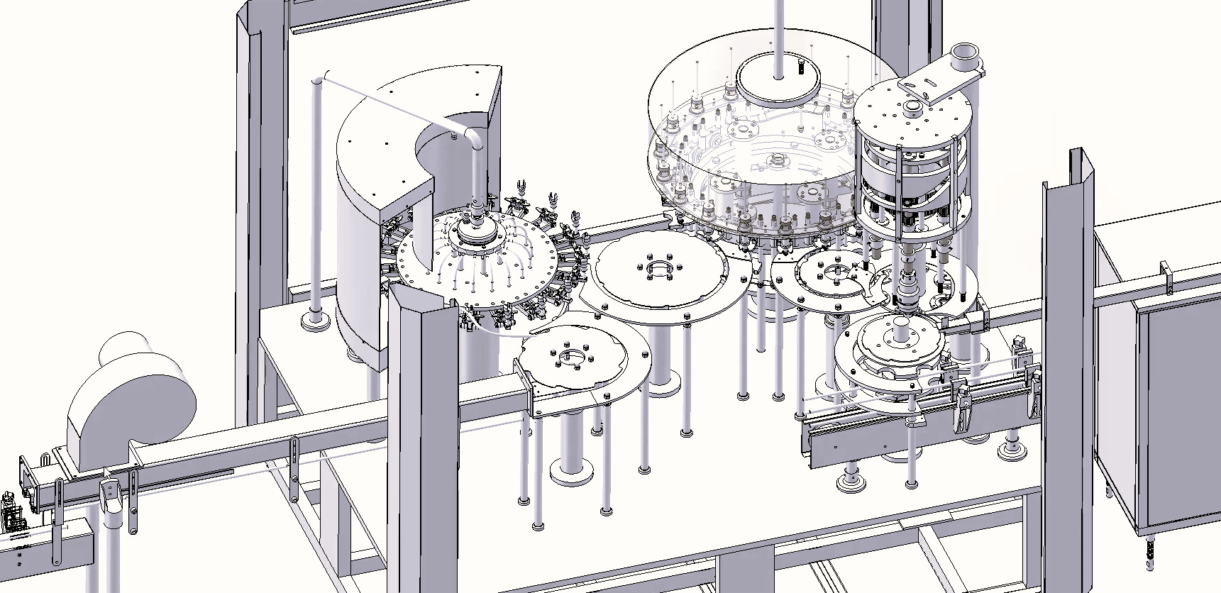 Three in One Rotary Filling Machine 18 Heads 3D model_5
