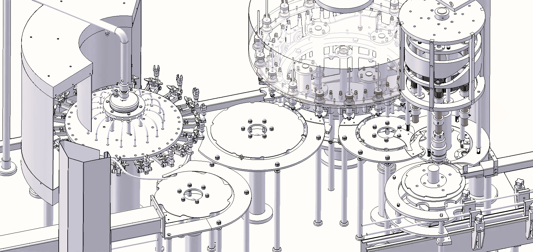 Three in One Rotary Filling Machine 18 Heads 3D model_6