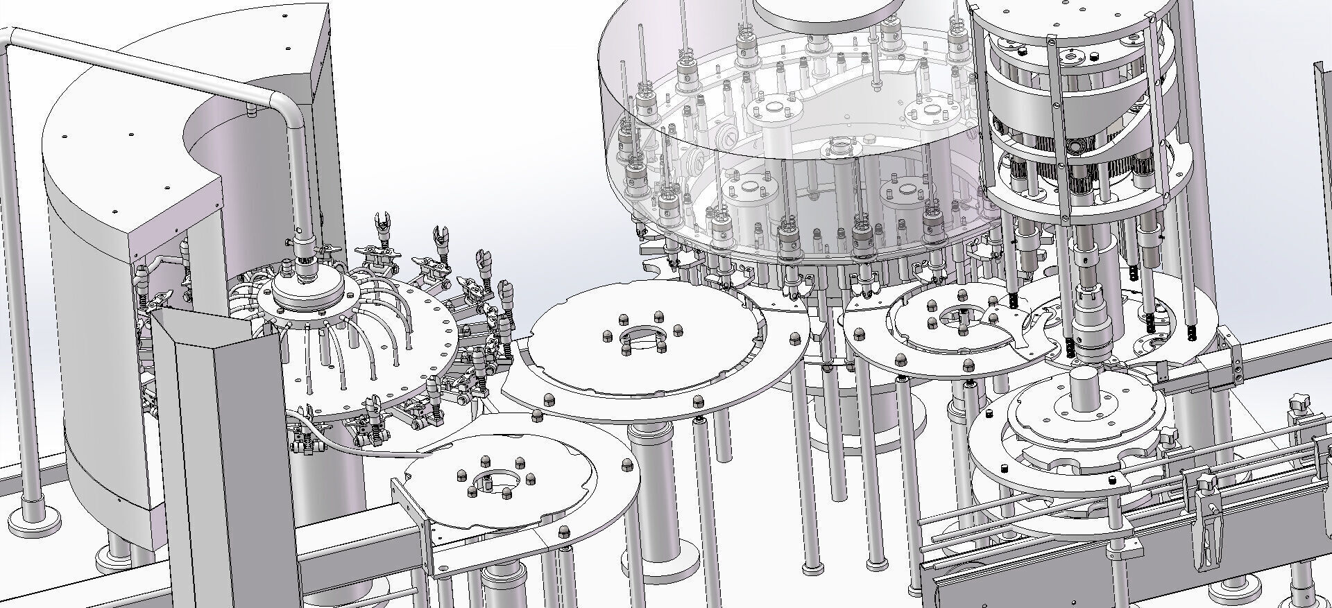 Three in One Rotary Filling Machine 18 Heads 3D model_12
