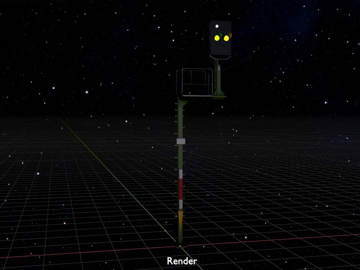 KS Railway Signal Post 7000mm Version-16 Low-poly 3D model_17