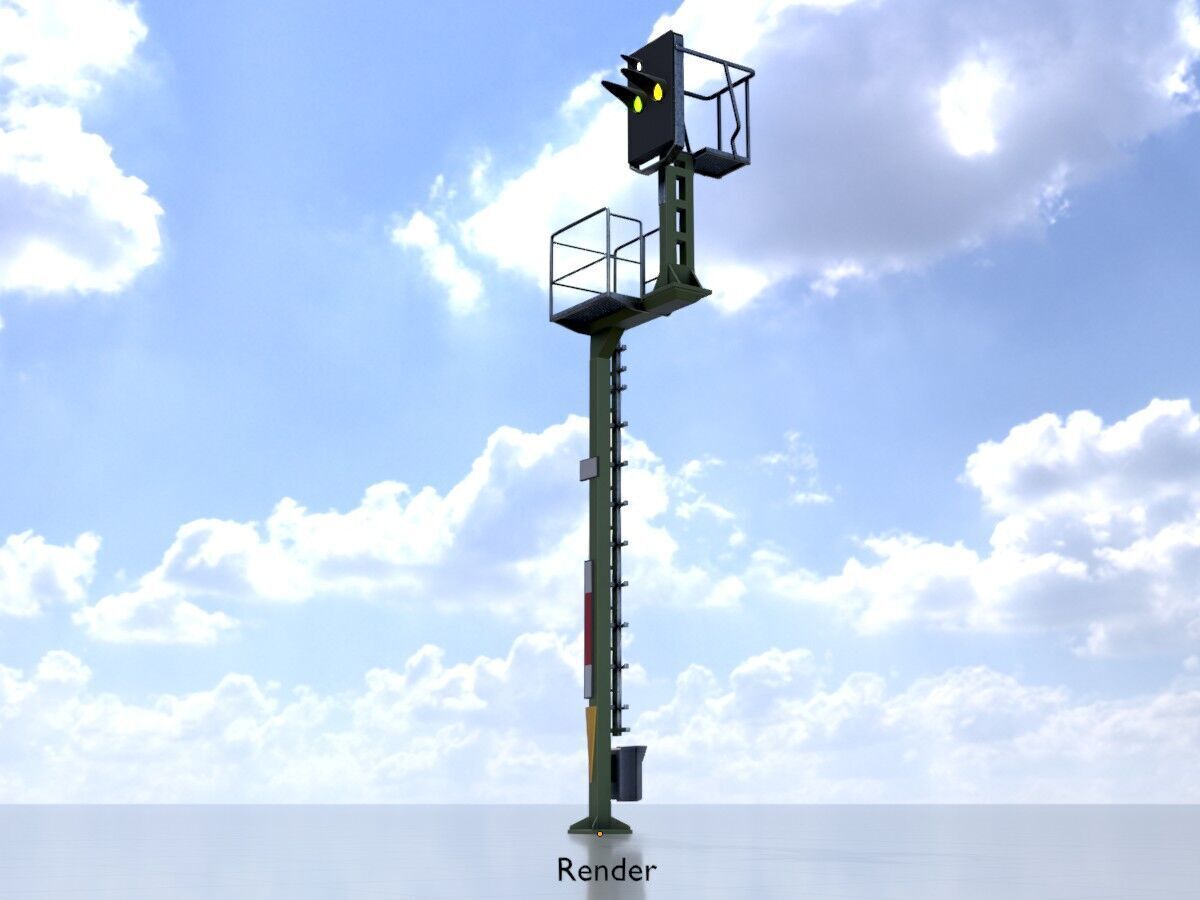 KS Railway Signal Post 7000mm Version-16 Low-poly 3D model_13