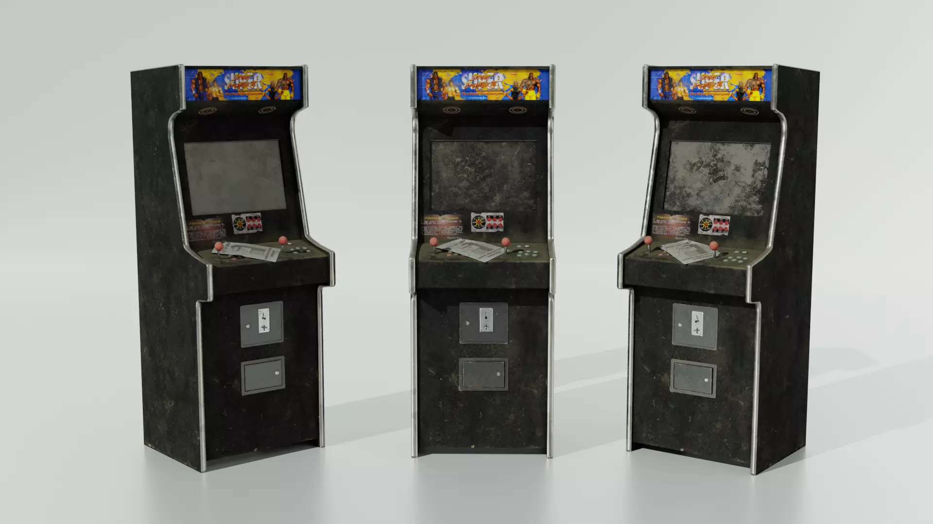 Arcade Cabinet Street Fighter 2 Low-poly 3D model_0